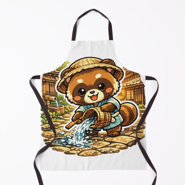 Item preview, Kawaii Tanuki Watering a Japanese Stone Path – Nostalgic Summer Japan designed and sold by kawaii animal store (in Japan).