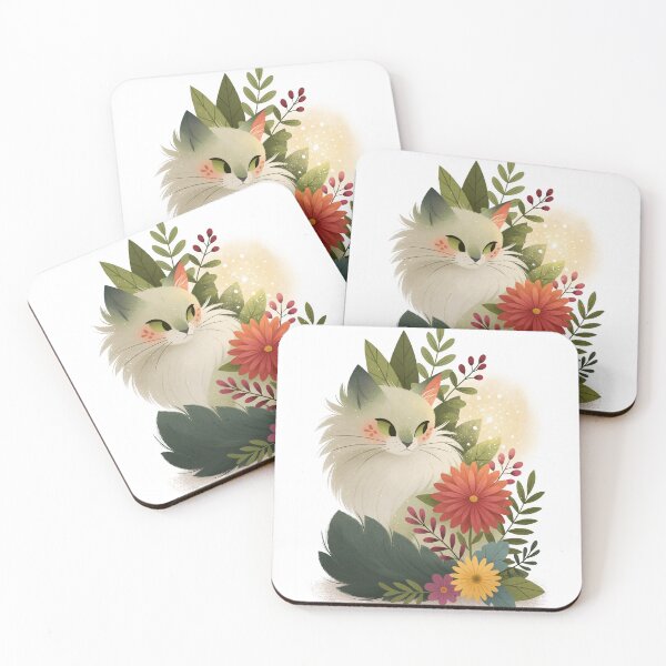 Item preview, Cute cat with colorful flowers | Botanical design | Poster designed and sold by Schmidsi.
