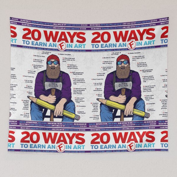 Item preview, "20 Ways to get an 'F' in Art" - Funny Creative Educational Classroom info-graphic Design designed and sold by Fragoutdesign.