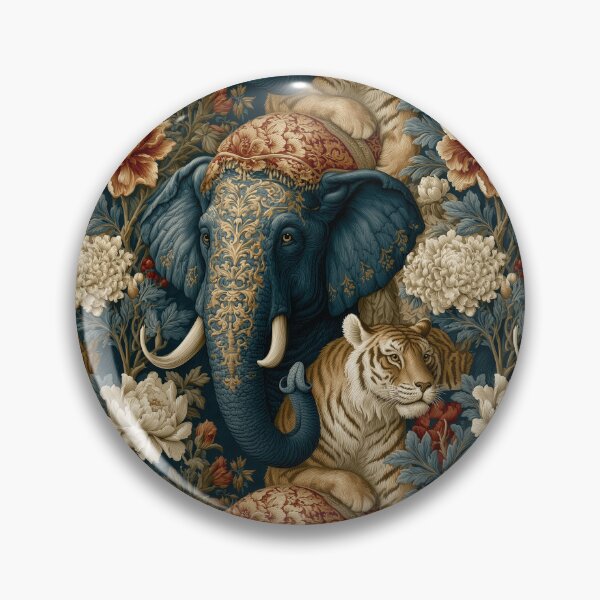 Item preview, Vintage Gold Elephant Regal Tiger Floral Pattern By Moose Disco designed and sold by MooseDisco.