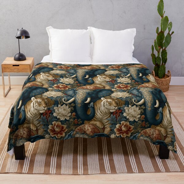 Item preview, Vintage Gold Elephant Regal Tiger Floral Pattern By Moose Disco designed and sold by MooseDisco.