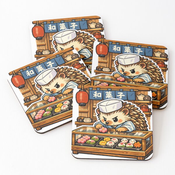 Item preview, Kawaii Hedgehog Wagashi Shop – Japanese Nerikiri Sweets Retro Sticker designed and sold by kawaii animal store (in Japan).