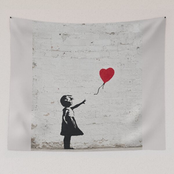 Item preview, Girl with Red Balloon – Vintage Stone Wall Graffiti designed and sold by LuluLeb.