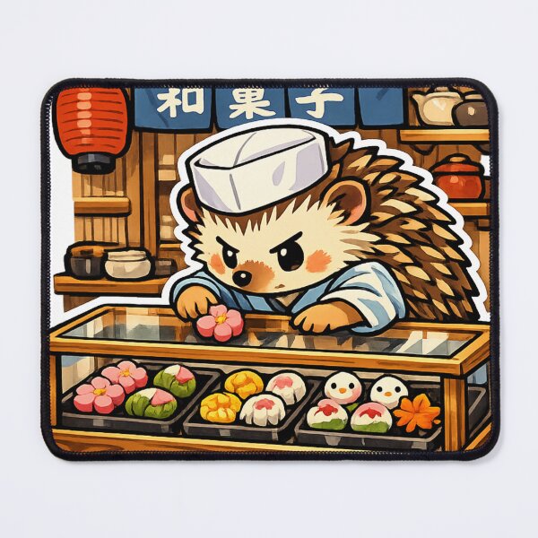 Item preview, Kawaii Hedgehog Wagashi Shop – Japanese Nerikiri Sweets Retro Sticker designed and sold by kawaii animal store (in Japan).