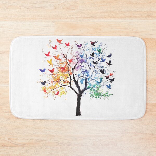 Item preview, Four Seasons Tree with Colorful Birds – Watercolor Nature Art designed and sold by Awarrie.