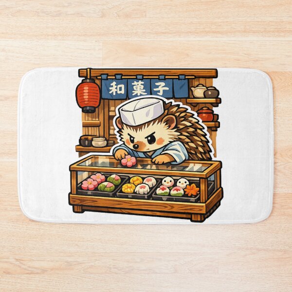 Item preview, Kawaii Hedgehog Wagashi Shop – Japanese Nerikiri Sweets Retro Sticker designed and sold by kawaii animal store (in Japan).