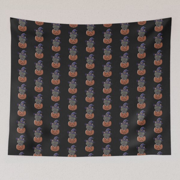 Item preview, Kawaii Black Cat in Pumpkin Witch Hat designed and sold by MewSpooky.