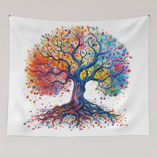 Item preview, Four Seasons Tree of Life – Colorful Watercolor Nature Art designed and sold by Awarrie.