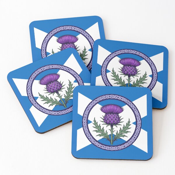 Item preview, Purple Thistle and Saltire Framed by Celtic Knotwork designed and sold by taiche.