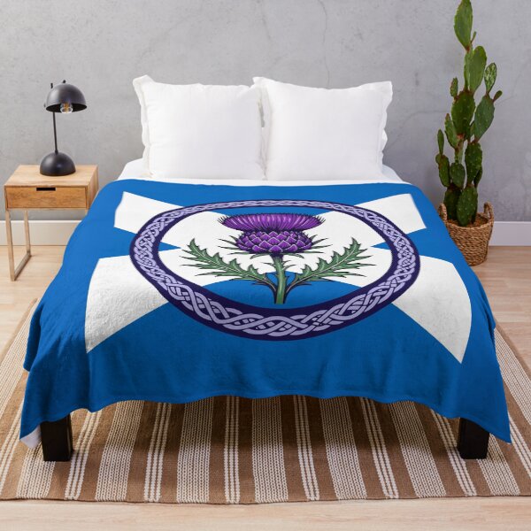 Item preview, Purple Thistle and Saltire Framed by Celtic Knotwork designed and sold by taiche.