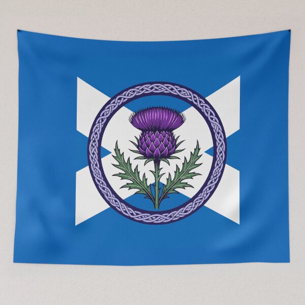 Item preview, Purple Thistle and Saltire Framed by Celtic Knotwork designed and sold by taiche.