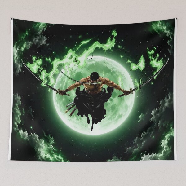 Item preview, Zoro Green Moon Samurai Anime Sword Warrior – Three Sword Style Aesthetic designed and sold by Dyan4.