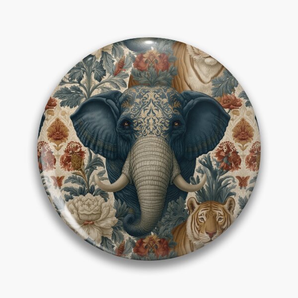 Item preview, Vintage Elephant Tiger Damask Floral Pattern By Moose Disco designed and sold by MooseDisco.
