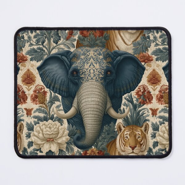 Item preview, Vintage Elephant Tiger Damask Floral Pattern By Moose Disco designed and sold by MooseDisco.