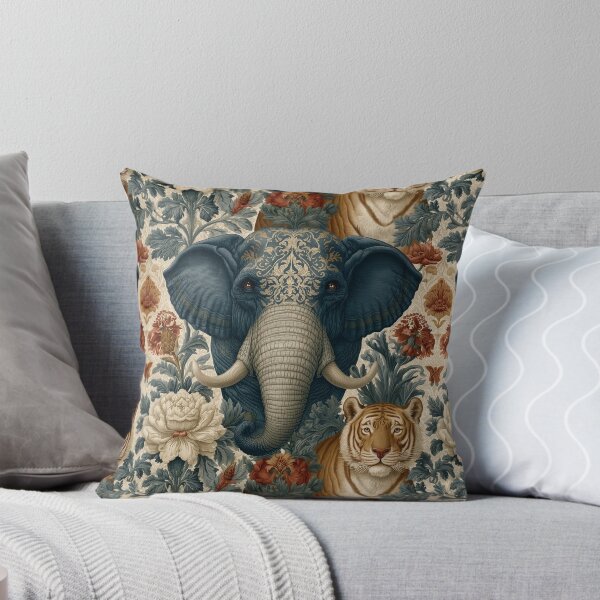 Item preview, Vintage Elephant Tiger Damask Floral Pattern By Moose Disco designed and sold by MooseDisco.