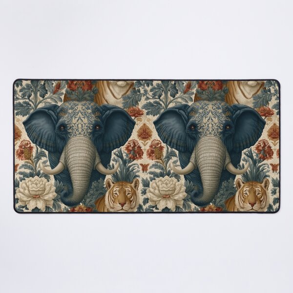 Item preview, Vintage Elephant Tiger Damask Floral Pattern By Moose Disco designed and sold by MooseDisco.