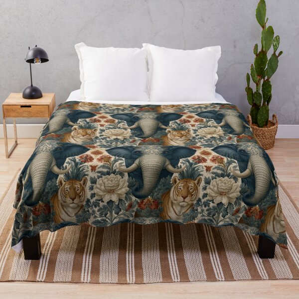Item preview, Vintage Elephant Tiger Damask Floral Pattern By Moose Disco designed and sold by MooseDisco.