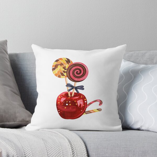 Item preview, Watercolor Candy Apple with Lollipops and Candy Canes Halloween Art designed and sold by ElenaValeto.