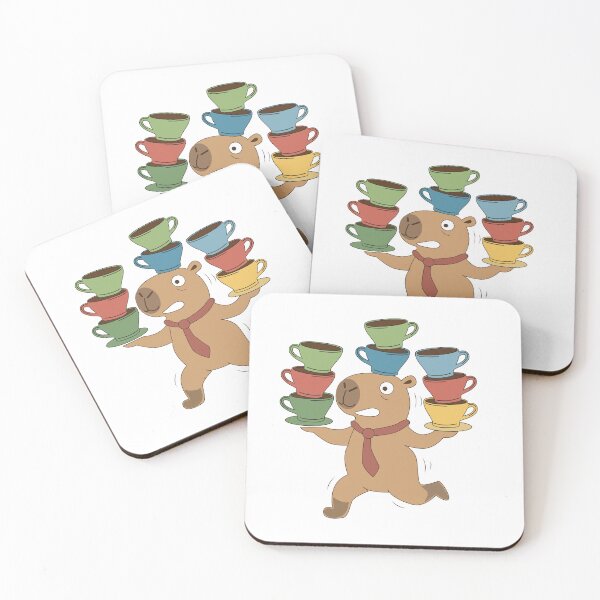 Item preview, Capybara Juggling Multiple Coffee Cups designed and sold by TatinkaArtskill.