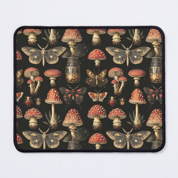 Item preview, Vintage Gothic Moth Mushroom Jar Pattern by Moose Disco designed and sold by MooseDisco.