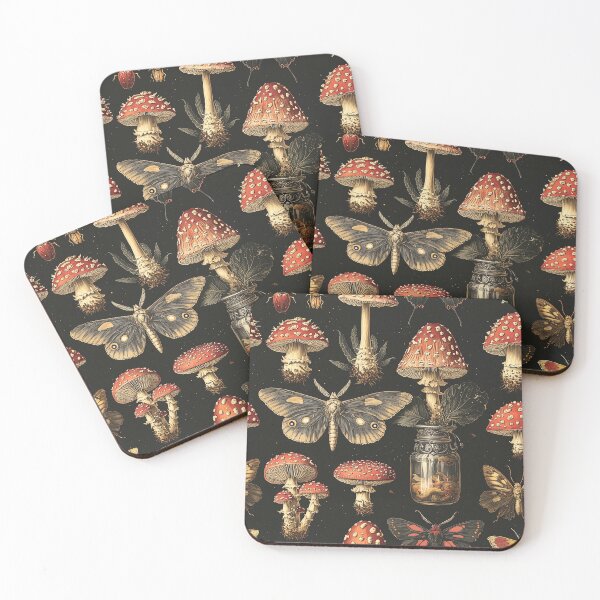 Item preview, Vintage Gothic Moth Mushroom Jar Pattern by Moose Disco designed and sold by MooseDisco.
