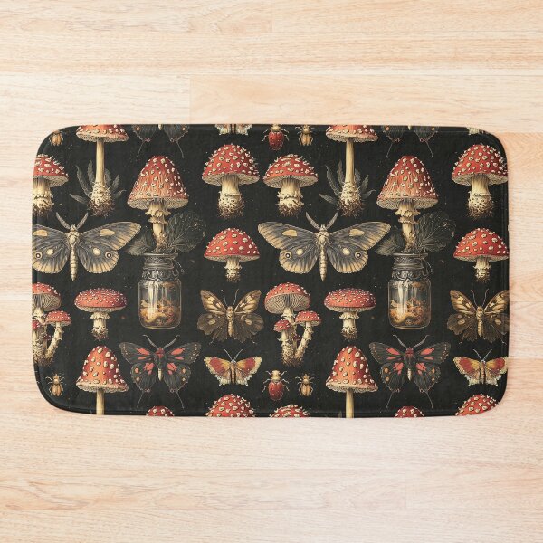 Item preview, Vintage Gothic Moth Mushroom Jar Pattern by Moose Disco designed and sold by MooseDisco.