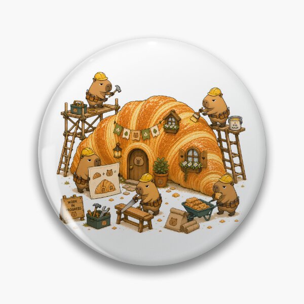 Item preview, Capybara Construction Crew – Croissant House Builders designed and sold by LazyPaw Design.