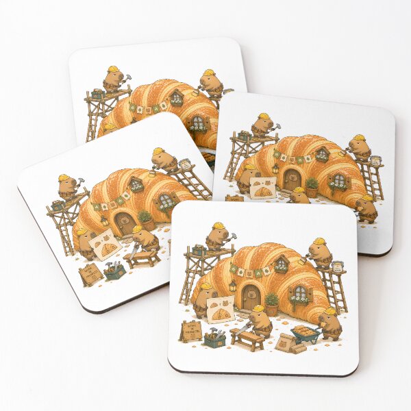 Item preview, Capybara Construction Crew – Croissant House Builders designed and sold by LazyPaw Design.