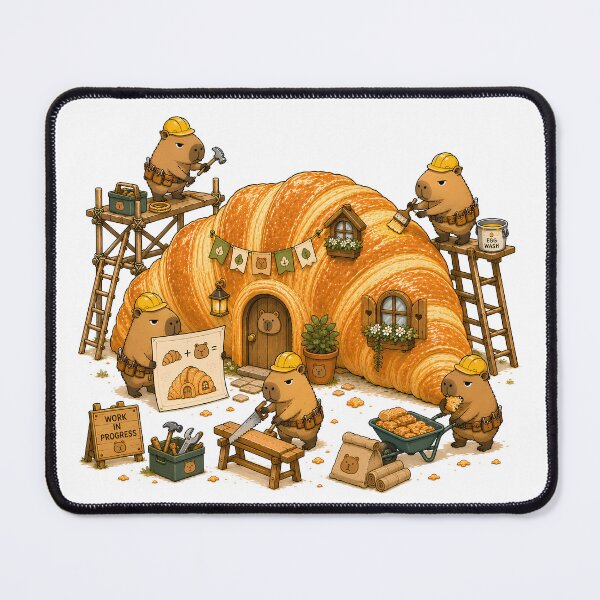 Item preview, Capybara Construction Crew – Croissant House Builders designed and sold by LazyPaw Design.