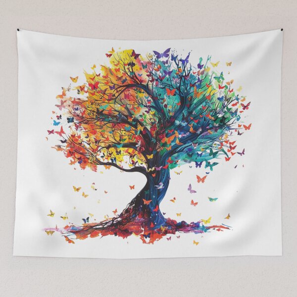 Item preview, Butterfly Tree of Life – Colorful Four Seasons Spiritual Nature Art designed and sold by Awarrie.