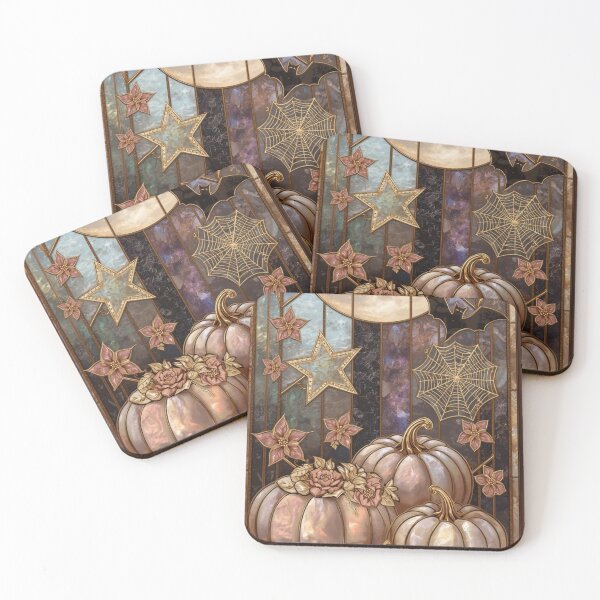 Item preview, Full moon, pearl pumpkins and golden bats designed and sold by BriSher.
