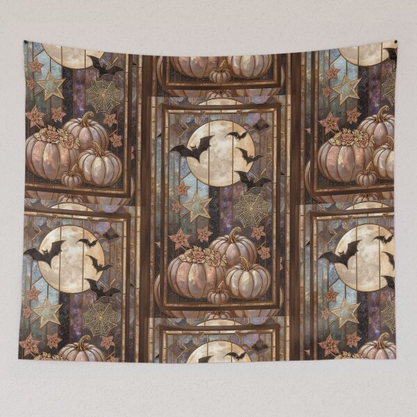 Item preview, Full moon, pearl pumpkins and golden bats designed and sold by BriSher.