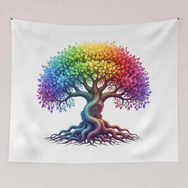 Item preview, Rainbow Tree of Life – Vibrant Colorful Fantasy Nature designed and sold by Awarrie.