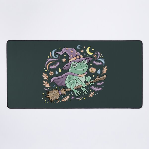 Item preview, Frog Witch Riding Broomstick Cute Kawaii Aesthetic Cottagecore Halloween designed and sold by LeshanArt.