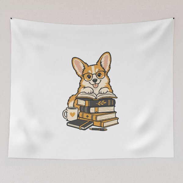 Item preview, Corgi With Glasses Reading Books | Cute Bookworm Dog designed and sold by FBA.