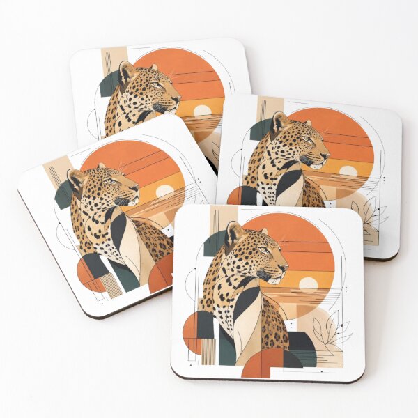 Item preview, Geometric Leopard in Sunset Landscape designed and sold by Snurly.