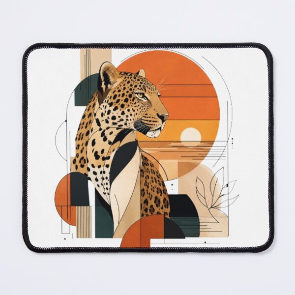 Item preview, Geometric Leopard in Sunset Landscape designed and sold by Snurly.