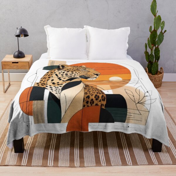 Item preview, Geometric Leopard in Sunset Landscape designed and sold by Snurly.