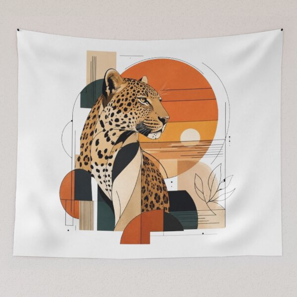 Item preview, Geometric Leopard in Sunset Landscape designed and sold by Snurly.