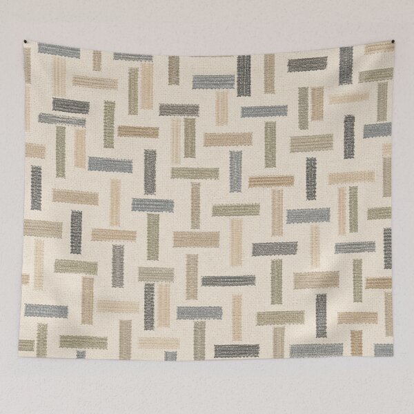 Item preview, Minimalist Textured Embroidery Basketweave Pattern Linen Neutral designed and sold by QCena.