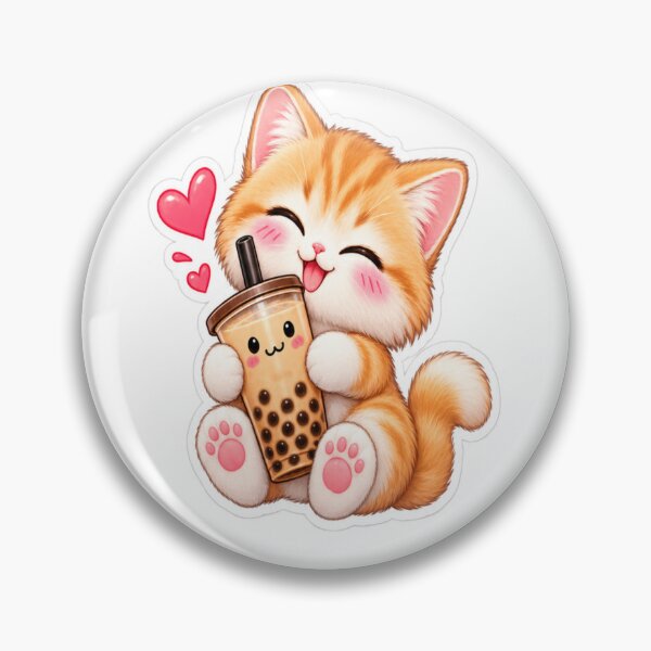Item preview, Cute Orange Cat Drinking Boba Tea Sticker designed and sold by Genzfirevibes.