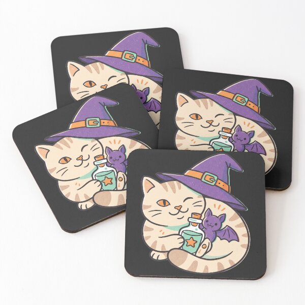 Item preview, Cream Cat Witch, Bat, & Magic Potion designed and sold by MewSpooky.