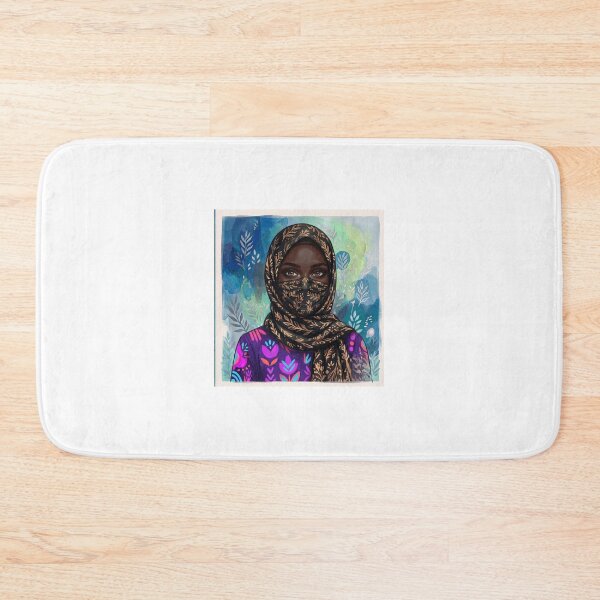 Item preview, Intricate Gold Leaf Hijab and Veiled Black Woman Watercolor Portrait Art Print designed and sold by HayaasBoutique.