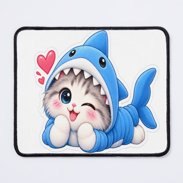 Item preview, Cute Cat in Shark Costume Kawaii Sticker designed and sold by Genzfirevibes.