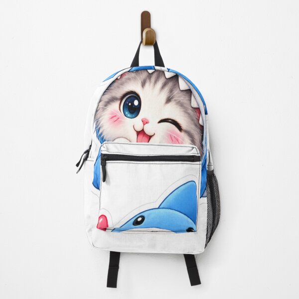 Item preview, Cute Cat in Shark Costume Kawaii Sticker designed and sold by Genzfirevibes.