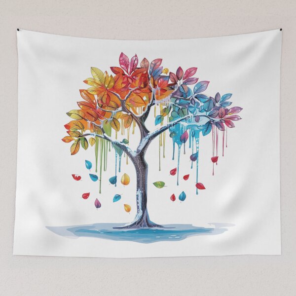 Item preview, Colorful Seasons Tree – Vibrant Autumn and Winter Fantasy Nature designed and sold by Awarrie.