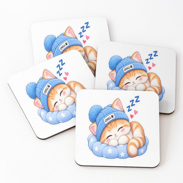 Item preview, Cute Sleeping Cat in Blue Beanie Kawaii Sticker designed and sold by Genzfirevibes.