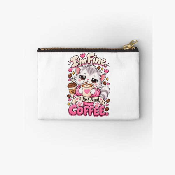 Item preview, I’m Fine. I Just Need Coffee – Cute Coffee Cat designed and sold by JPCuteDesign.