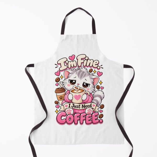 Item preview, I’m Fine. I Just Need Coffee – Cute Coffee Cat designed and sold by JPCuteDesign.