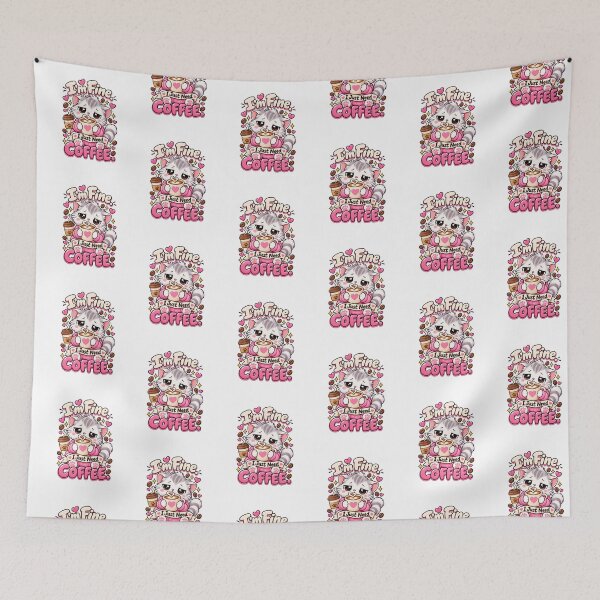 Item preview, I’m Fine. I Just Need Coffee – Cute Coffee Cat designed and sold by JPCuteDesign.